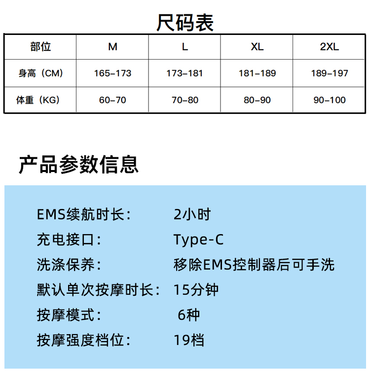 尺码表