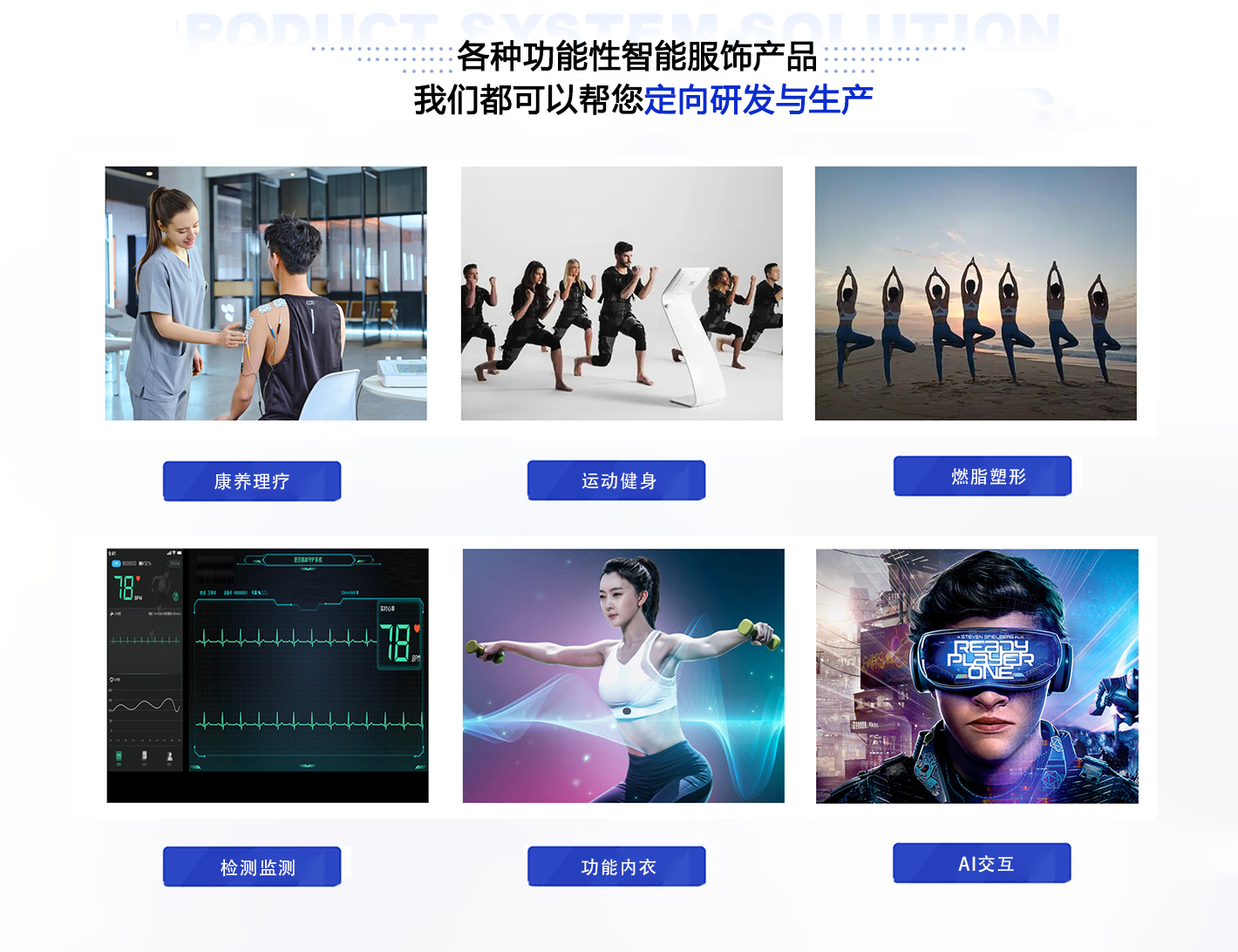 各种功能性智能服饰都可以定向研发与生产